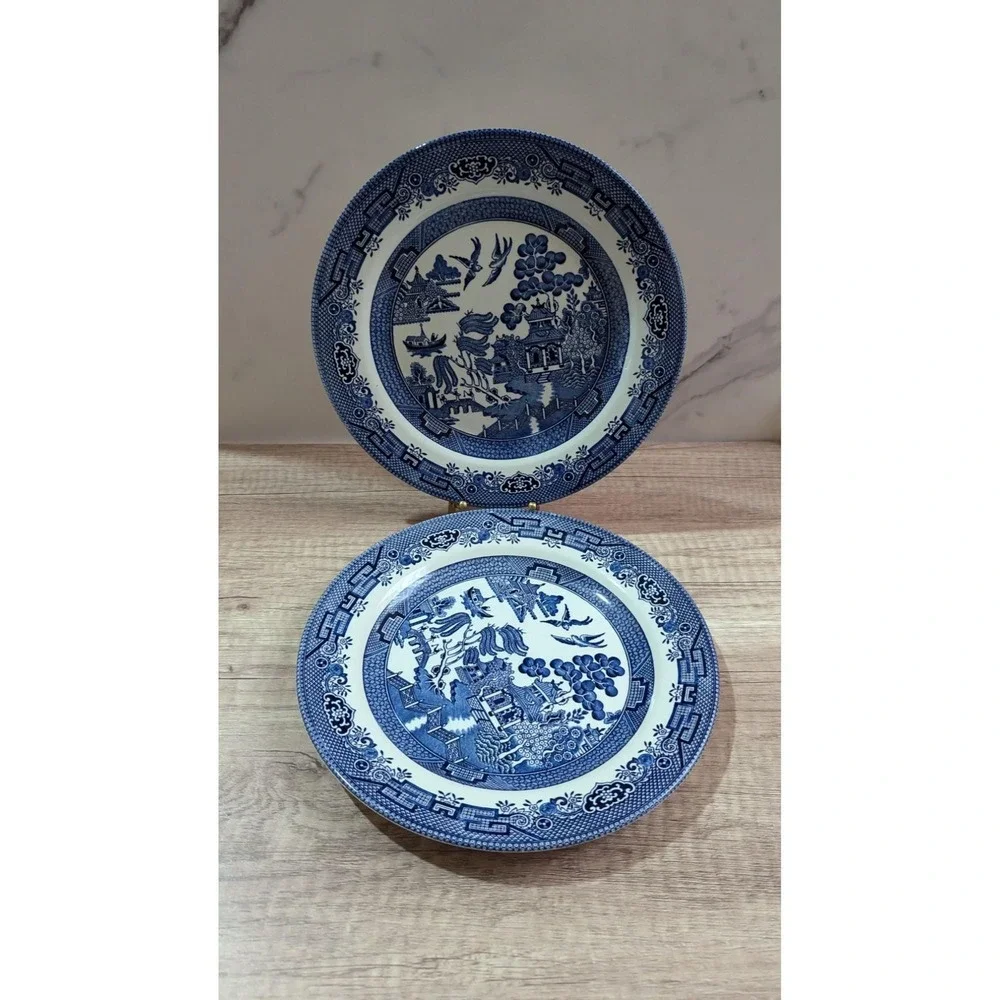 Churchill Willow Blue 10.25-Inch Dinner Plates Set Of 2 Made‎ In England